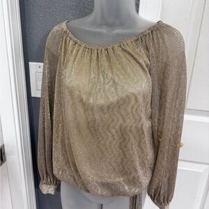 Vince Camuto Tan Gold Puff Sleeve Blouse